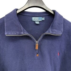 Polo Ralph Lauren Navy Blue Quarter Zip Sweatshirt Pullover Pre-Owned Mens XLT